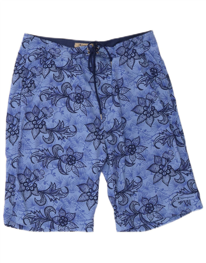 Champion Herren-Badeshorts, groß, blau, geblümt, Polyamid, Strand