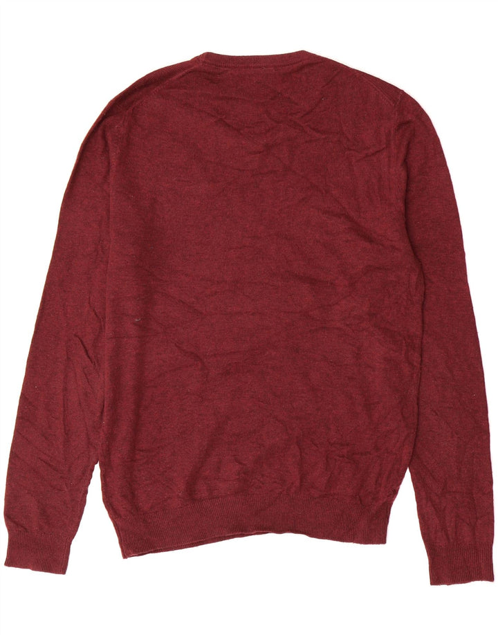 BENETTON Mens Crew Neck Jumper Sweater Medium Burgundy Vintage Benetton and Second-Hand Benetton from Messina Hembry 