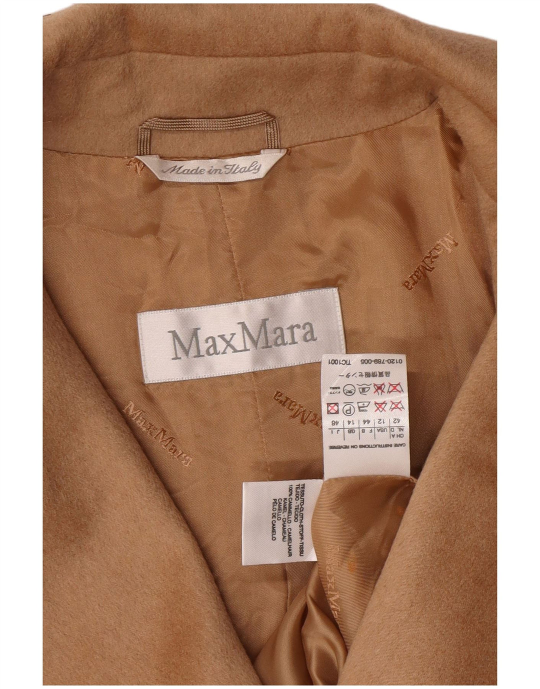MAX MARA Damen-Blazerjacke mit 4 Knöpfen, UK 14, Größe L, Beige, Kamelhaar, klassisch