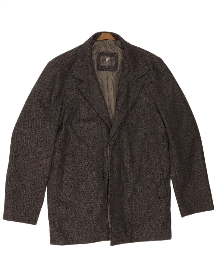 Marks & Spencer Herrenmantel UK 40 Large Grey Herringbone Classic