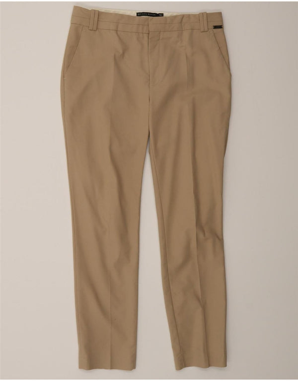 Zara Damen Slim Chino-Hose EU 38 Small W28 L25 Beige Baumwolle