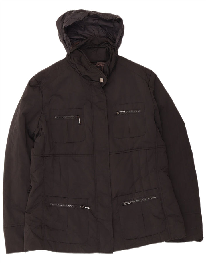 Geox Damen Respira Hooded Utility Jacke UK 14 Large Schwarz Polyester