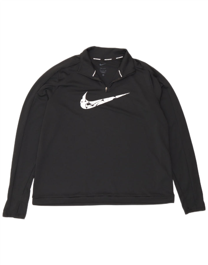 Nike Damen Dri Fit Graphic Zip Neck Pullover Trainingsanzug Top UK 18 XL Schwarz