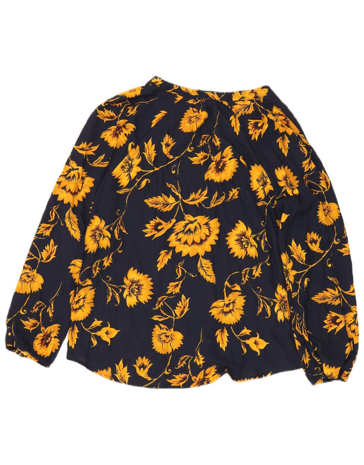 J. CREW Damen-Hemdbluse in Übergröße, Gr. 10, Größe S, Marineblau mit Blumenmuster