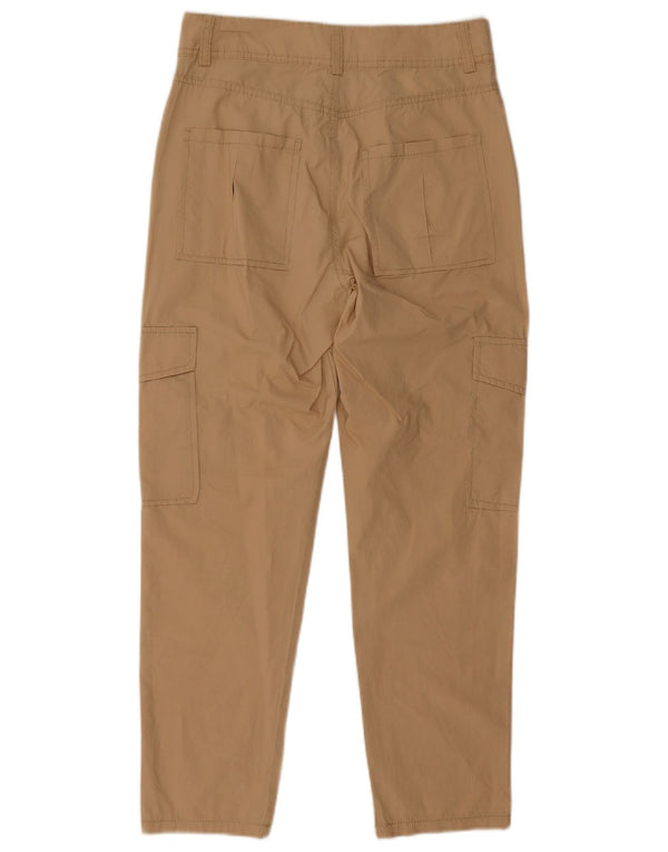 Benetton Damen Crop Cargo Hose UK 6 XS W28 L25 Beige Baumwolle