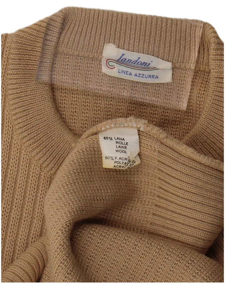 VINTAGE Damen-Pullover mit Rundhalsausschnitt, UK 16, große beige Wolle