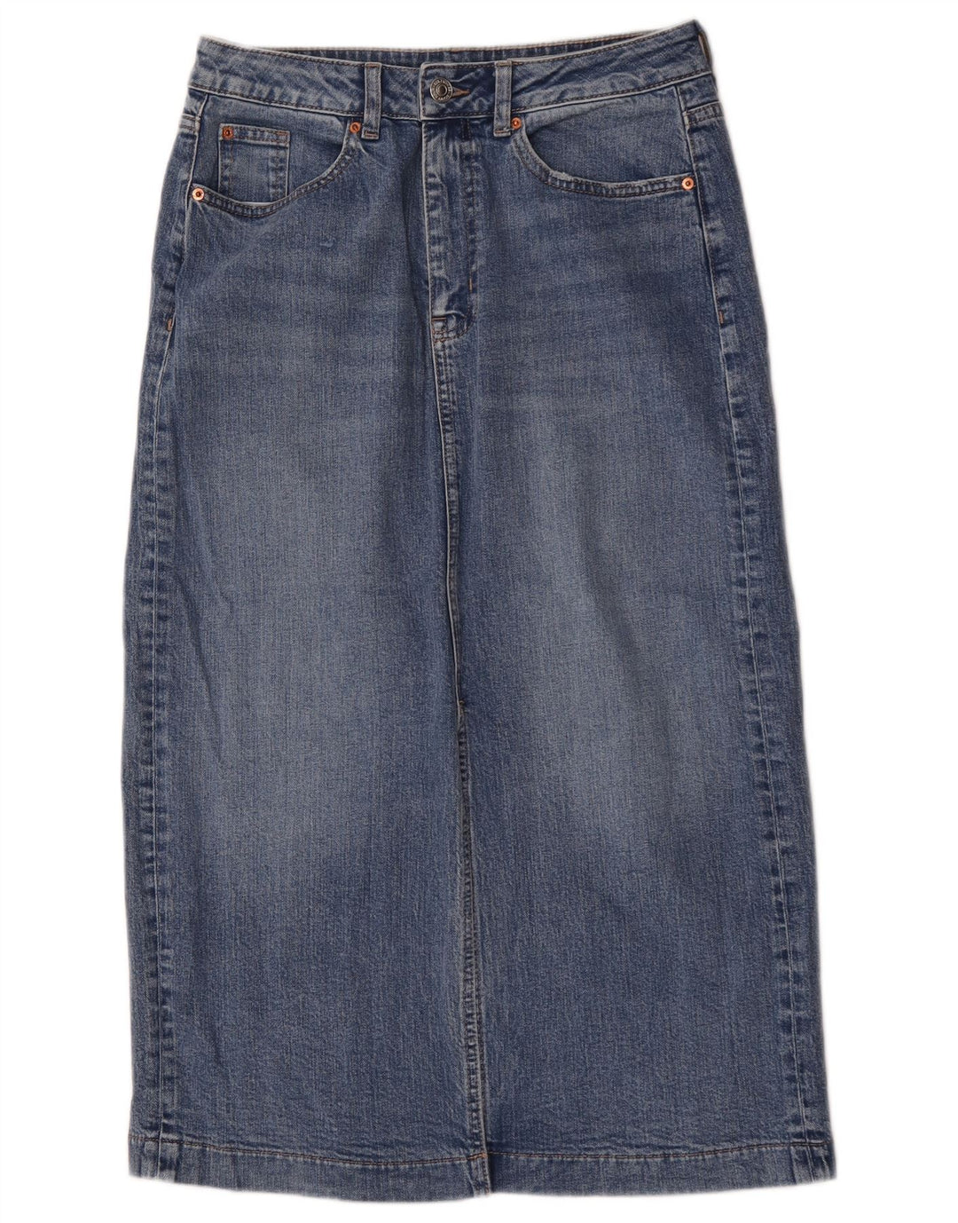 Marks & Spencer Damen-Jeans-Midirock, normal, Gr. 10, Größe S, W30, Blau