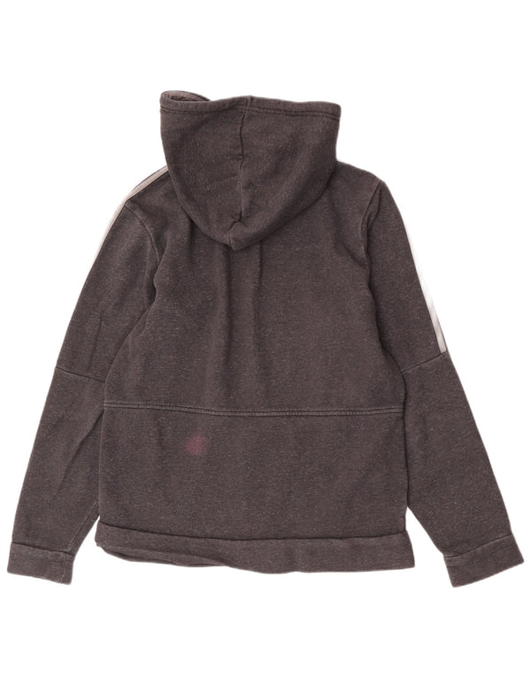 Adidas Herren-Kapuzenpullover mit Reißverschluss, mittelgraue Baumwolle