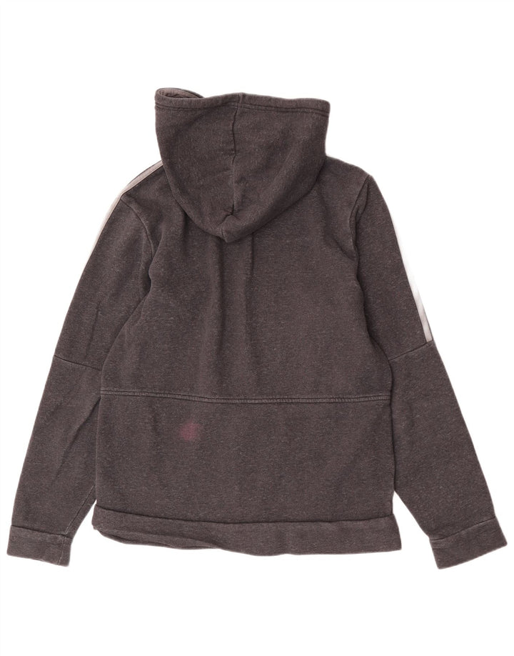 Adidas Herren-Kapuzenpullover mit Reißverschluss, mittelgraue Baumwolle