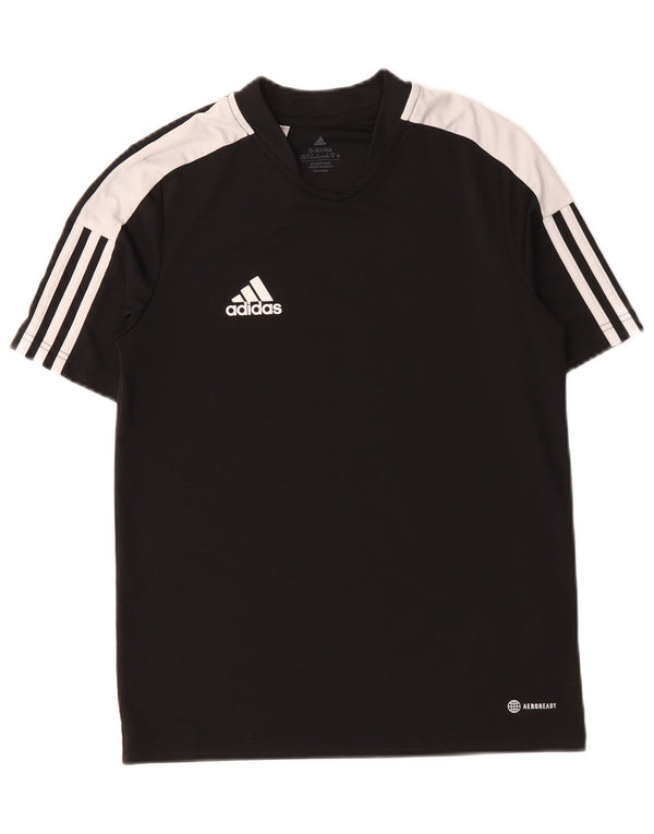Adidas Aeroready T-Shirt für Jungen, 13–14 Jahre, schwarzes Colourblock-Polyester