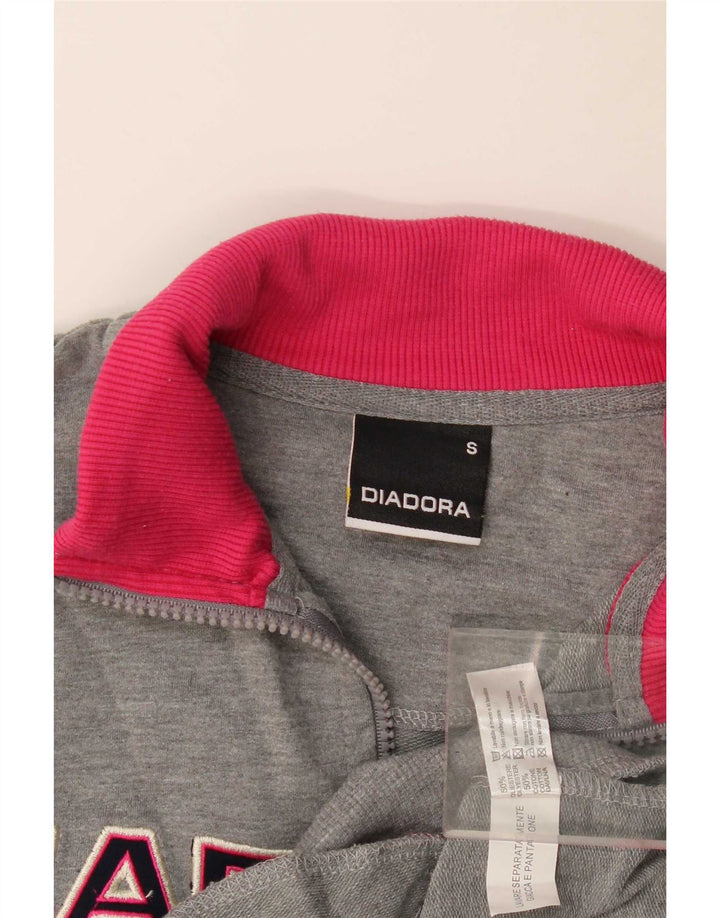 Diadora Damen-Trainingsanzugoberteil mit Grafik, Gr. 10, Größe S, Grau, Farbblock