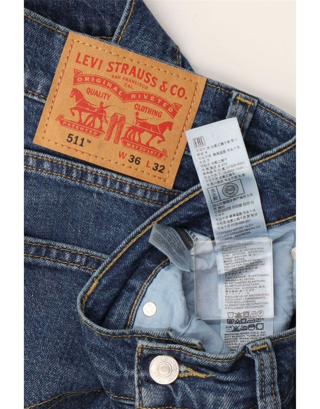 Levi's Herren 511 Slim Jeans W36 L32 Blaue Baumwolle