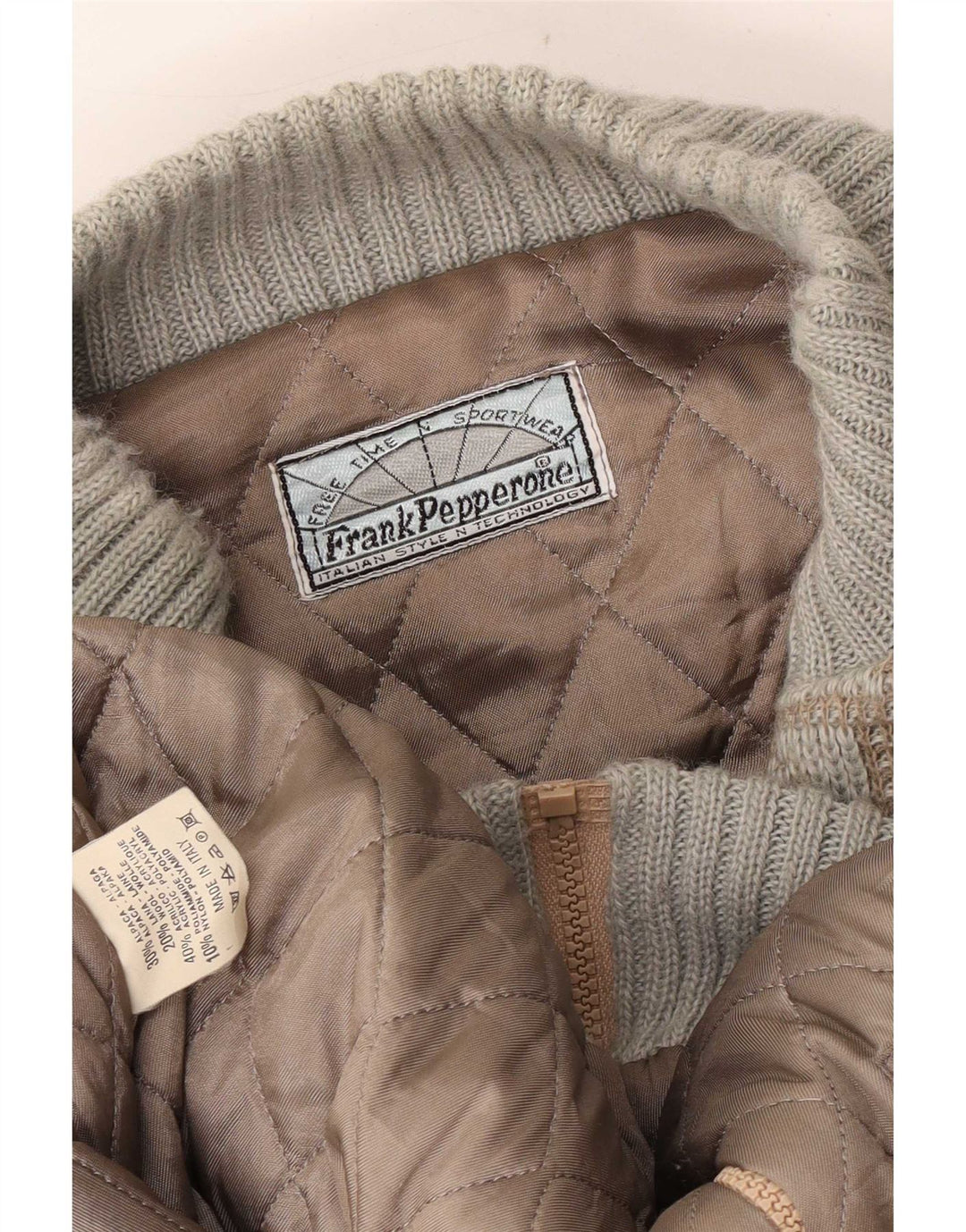Frank Pepperone Herren Strick-Bomberjacke UK 42 XL Grün Geometrisch