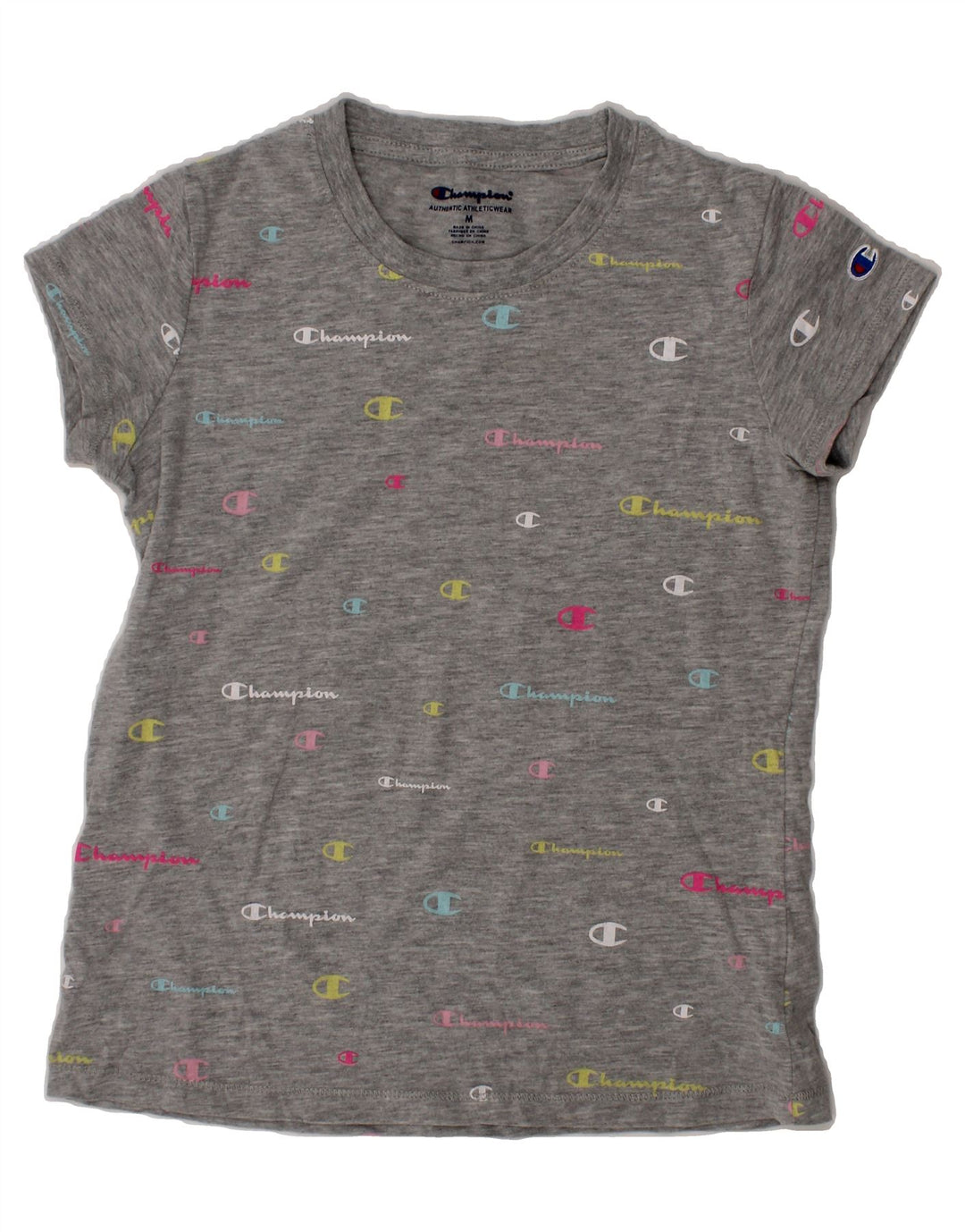 CHAMPION Girls Graphic T-Shirt Top 9-10 Years Medium Grey Vintage Champion and Second-Hand Champion from Messina Hembry 