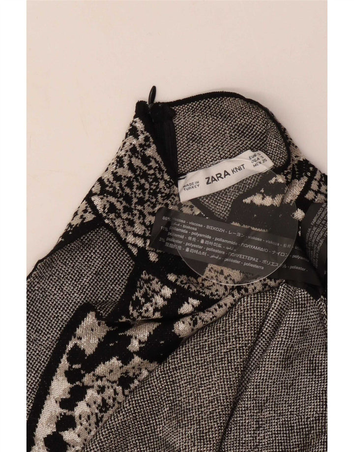 Zara Damen Neckholder-Top, Größe S, Schwarz, Animal-Print, Viskose