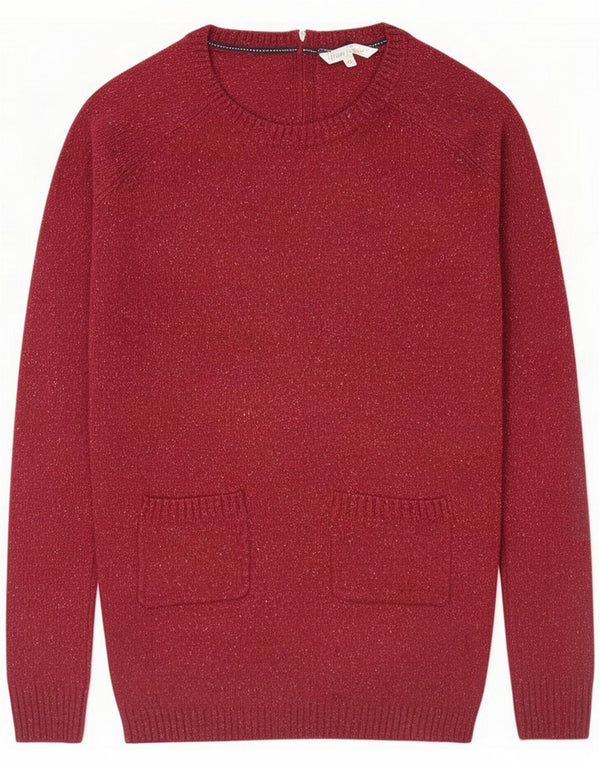 Fat Face Damen-Pullover mit U-Boot-Ausschnitt, UK 10, klein, Burgunderrot meliert