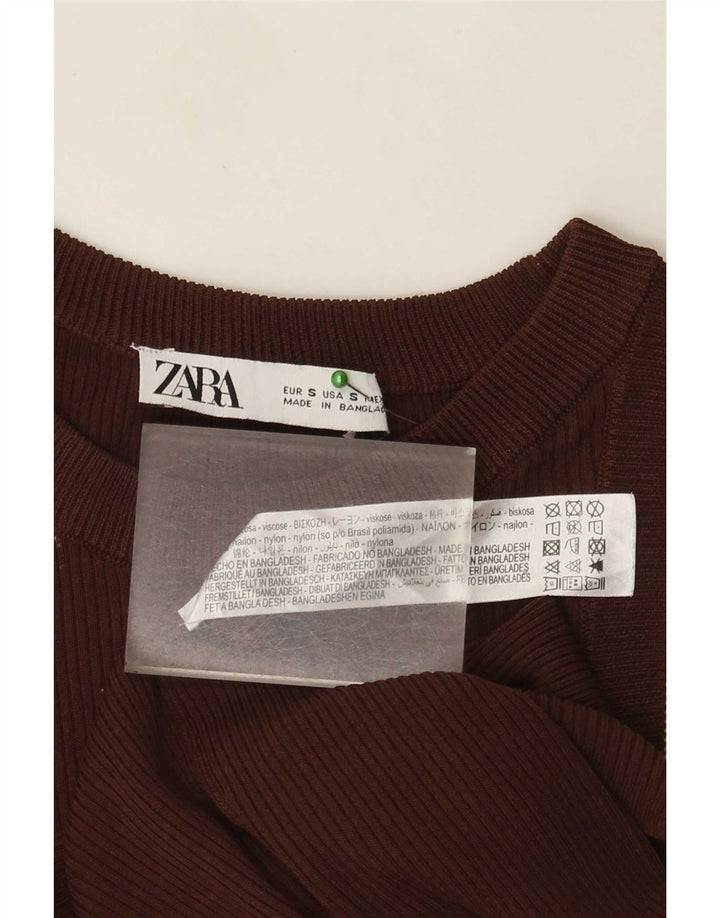 Zara Damen Weste Top UK 8 Small Braune Viskose