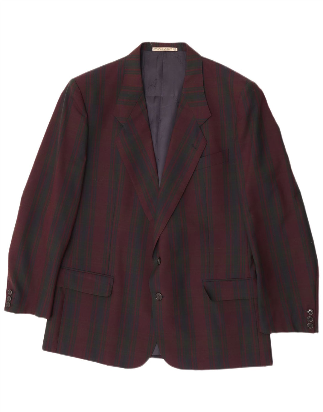 Emanuel Ungaro Herren-Blazer mit 2 Knöpfen, UK 38, mittleres Burgunderrot kariert