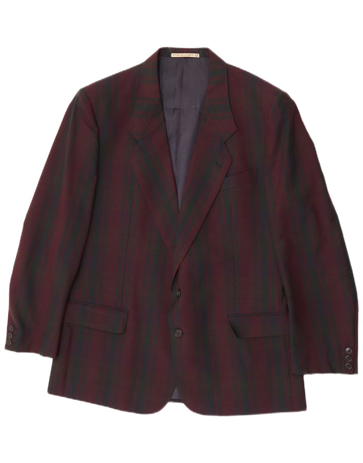 Emanuel Ungaro Herren-Blazer mit 2 Knöpfen, UK 38, mittleres Burgunderrot kariert
