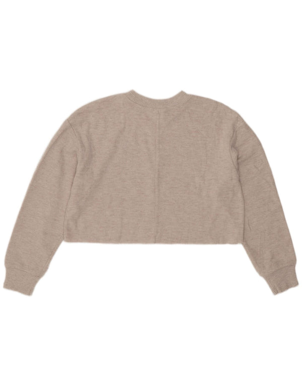 Zara Damen Crop Bluse Top UK 14 Mittelgraues Polyester