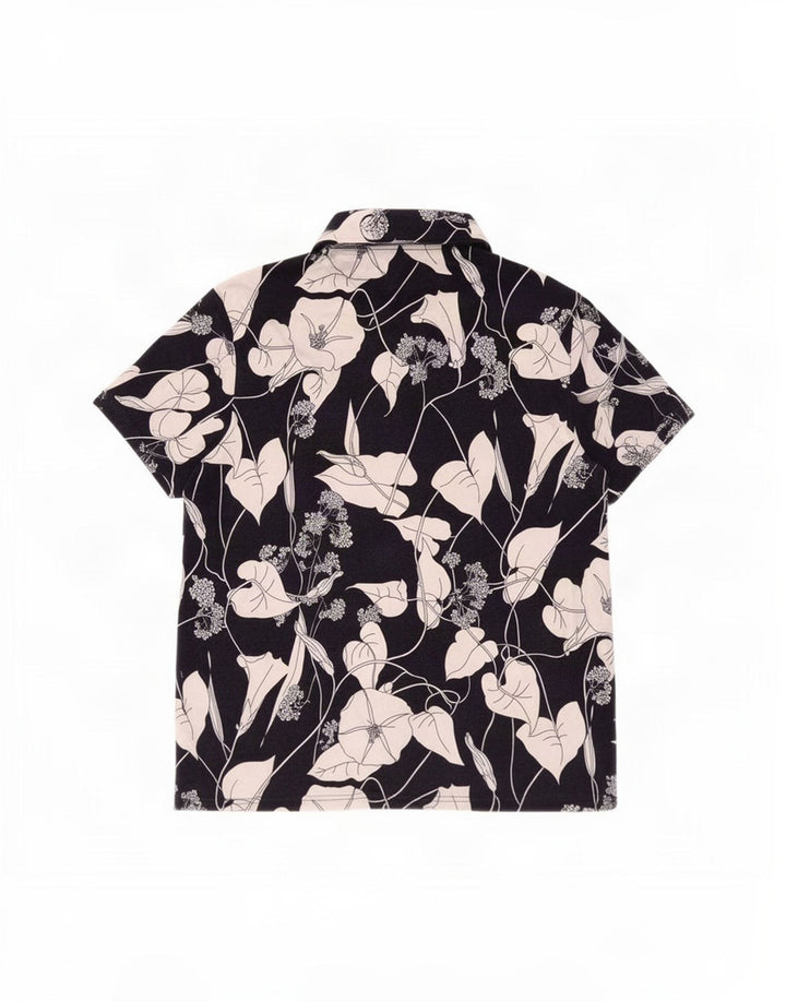 Ted Baker Herren-Pullover-Hemd, Größe 5, XL, Marineblau mit Blumenmuster, Viskose