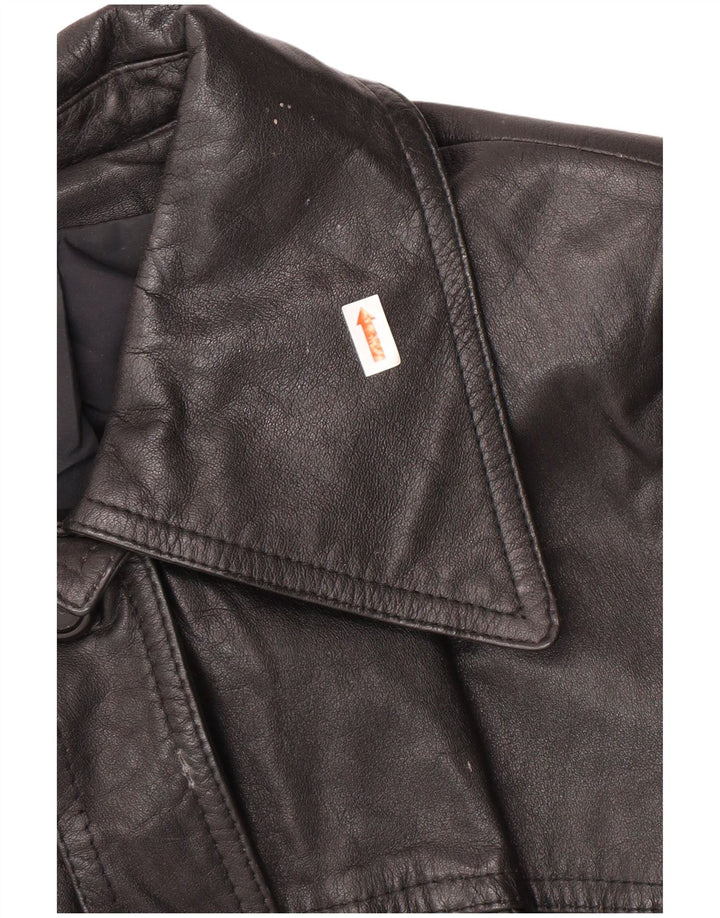 VINTAGE Womens Leather Jacket IT 44 Medium Black Leather