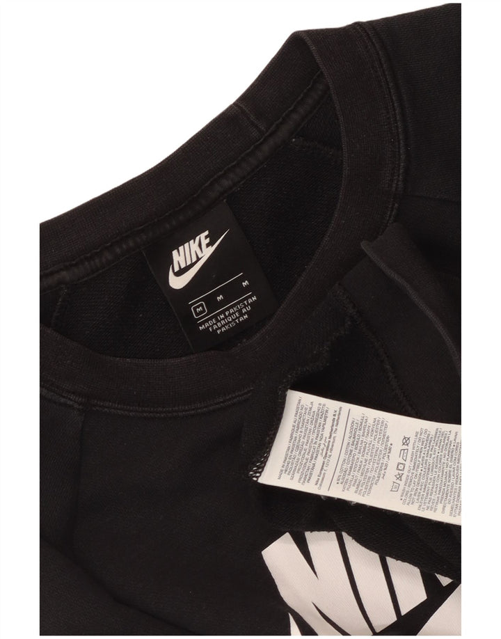 Nike Womens Graphic Sweatshirt Pullover UK 14 Mittelschwarze Baumwolle