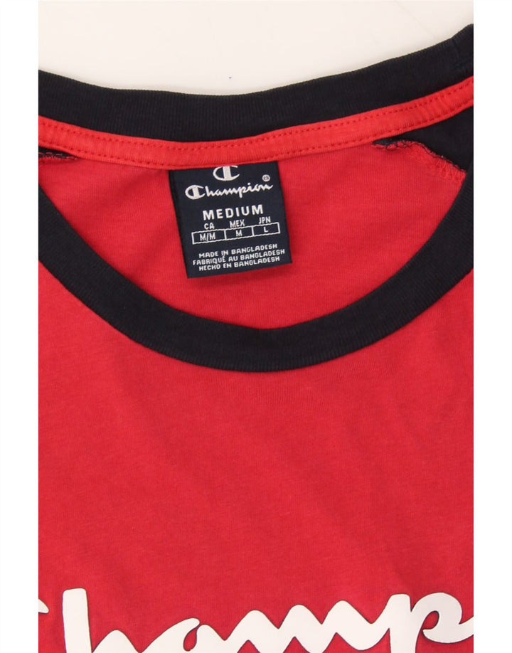 CHAMPION Mens Graphic T-Shirt Top Medium Red Colourblock Cotton Vintage Champion and Second-Hand Champion from Messina Hembry 