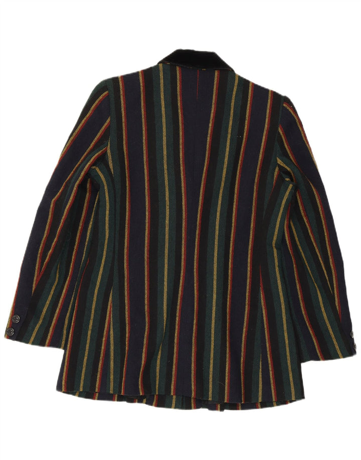 VINTAGE Damen 2-Knopf-Blazerjacke UK 10 Klein Mehrfarbig gestreift