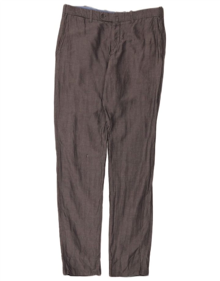 Massimo Dutti Herren Slim Anzughose EU 42 Large W32 L32 Graues Fischgrätenmuster