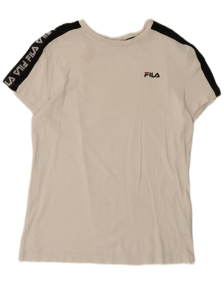 Fila Herren-T-Shirt mit Grafik, Größe S, weiße Farbblock-Baumwolle