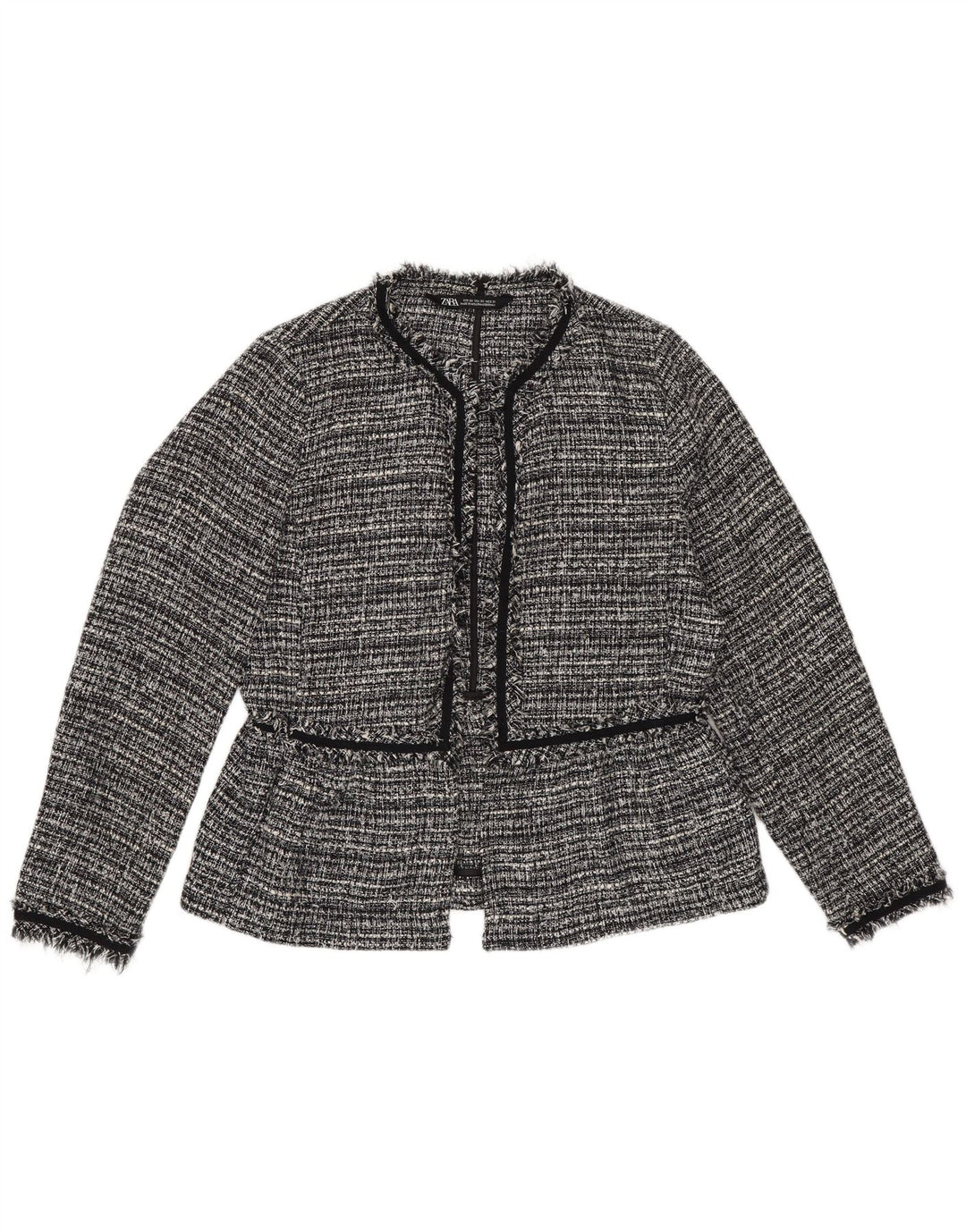 Zara Damen-Blazer, übergroß, offen, Gr. 6, XS, schwarz gestreift, Polyester