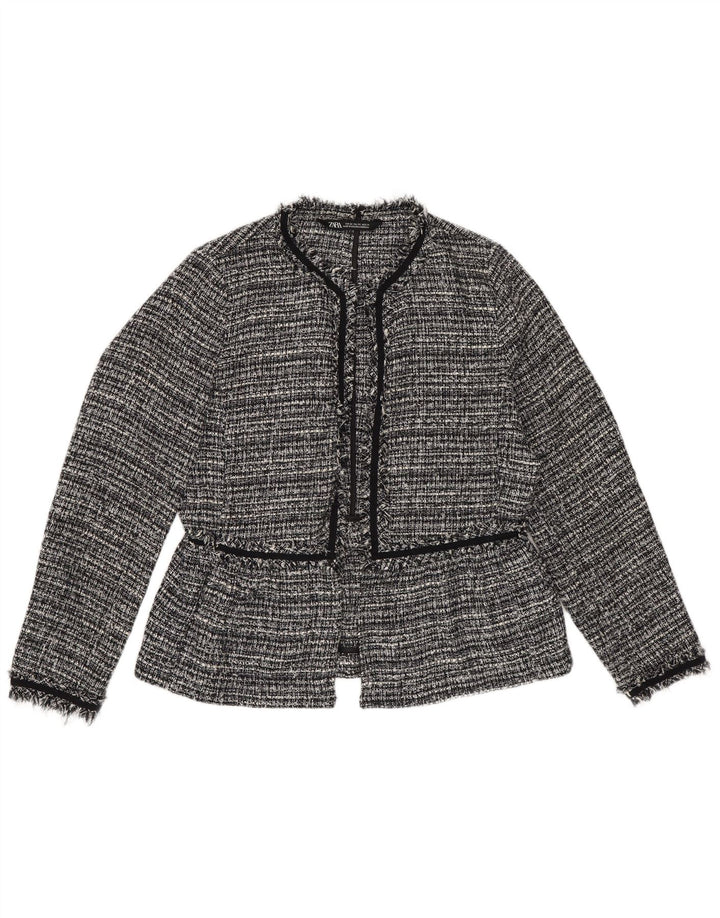 Zara Damen-Blazer, übergroß, offen, Gr. 6, XS, schwarz gestreift, Polyester