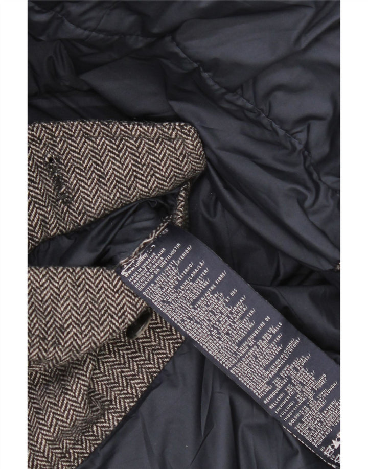 Tommy Hilfiger Herren Wattierte Jacke UK 44 2XL Graue Fischgrätenwolle