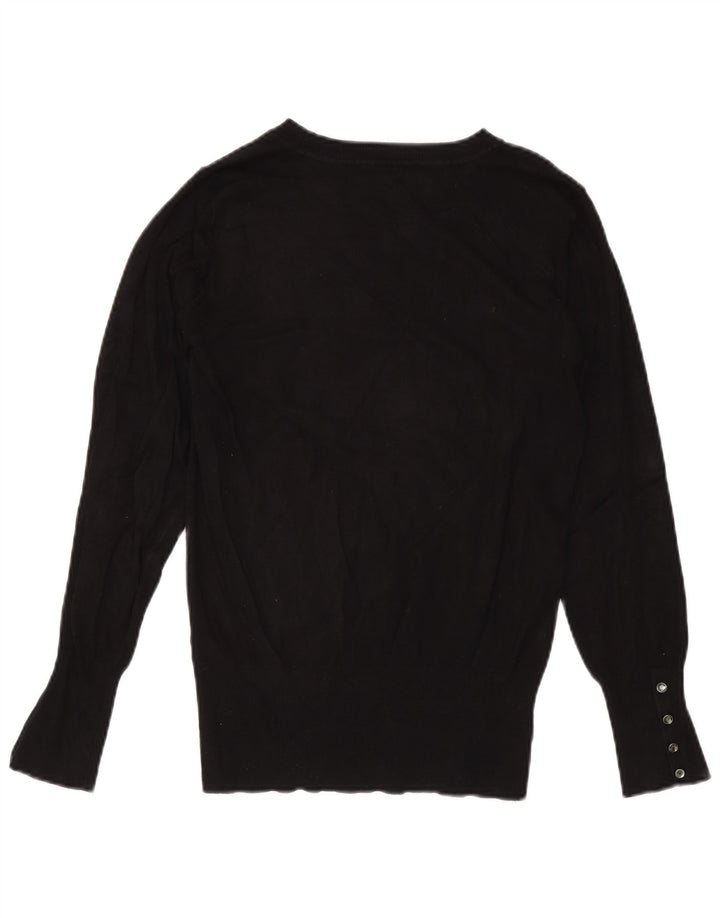 Guess Damen-Pullover mit Rundhalsausschnitt, UK 12, mittlere schwarze Viskose