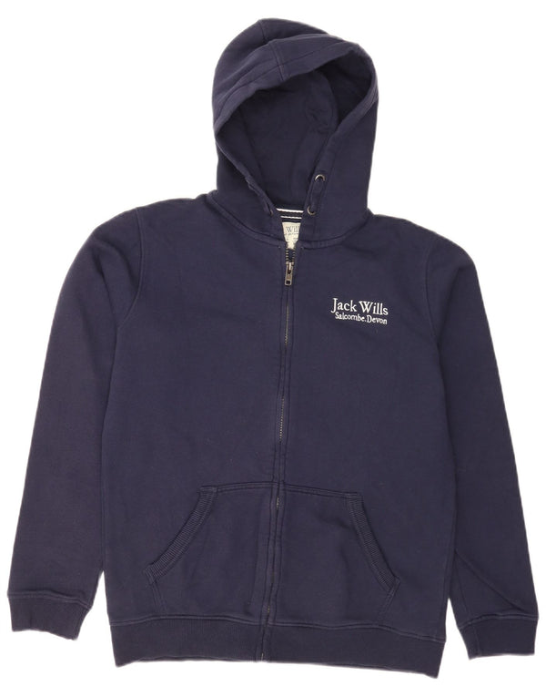 Jack Wills Jungen-Kapuzenpullover mit normaler Passform und Reißverschluss, 15–16 Jahre, marineblaue Baumwolle