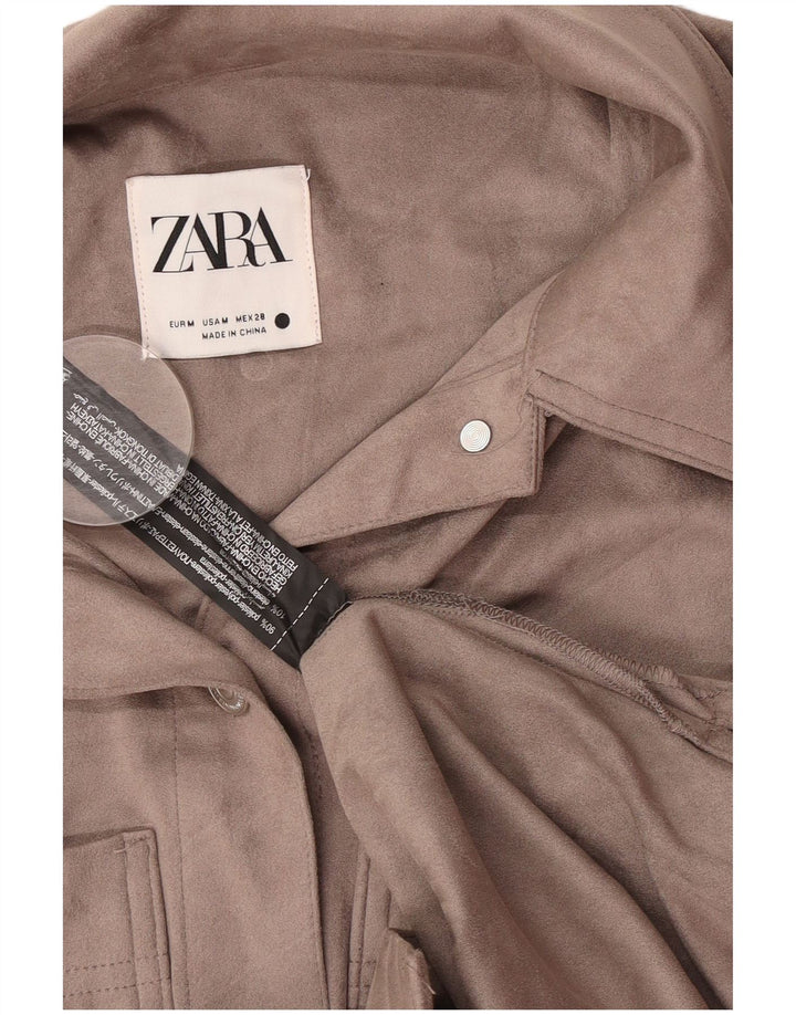 Zara Damen Velourshemd UK 14 Mittelgraues Polyester