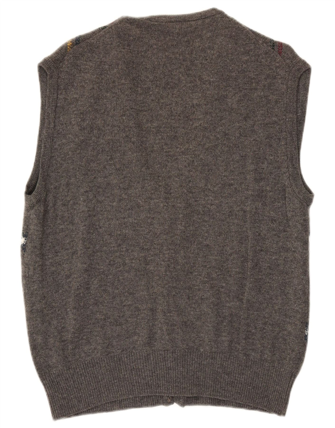 VINTAGE Ärmelloser Herren-Cardigan-Pullover, groß, grau, Argyle/Diamant