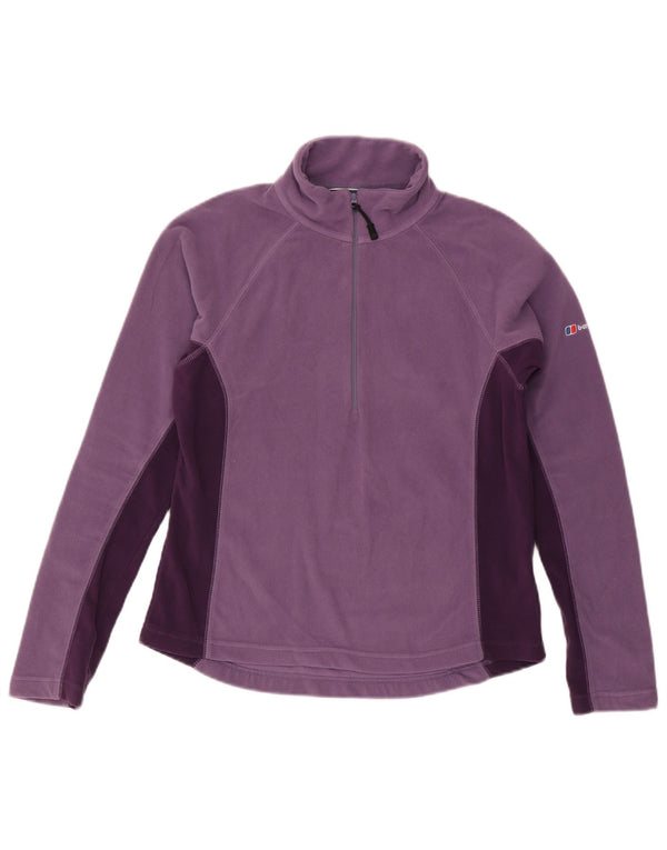 BERGHAUS Damen-Fleecepullover mit Reißverschluss am Hals, UK 14, Größe L, Lila, Farbblock