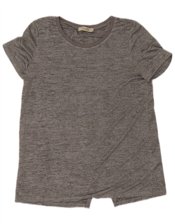 Oasis Damen T-Shirt Top UK 10 Small Grau geflecktes Polyester