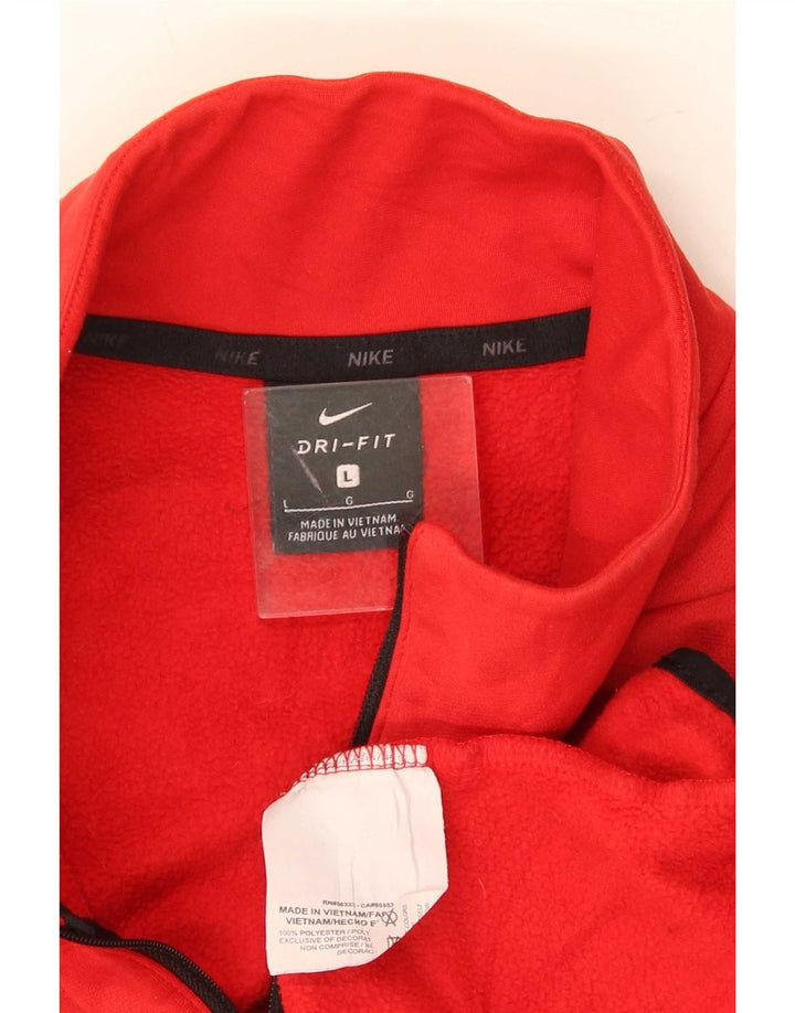 Nike Herren Dri Fit Sweatshirt mit Reißverschluss am Hals, Größe L, Rot, Polyester