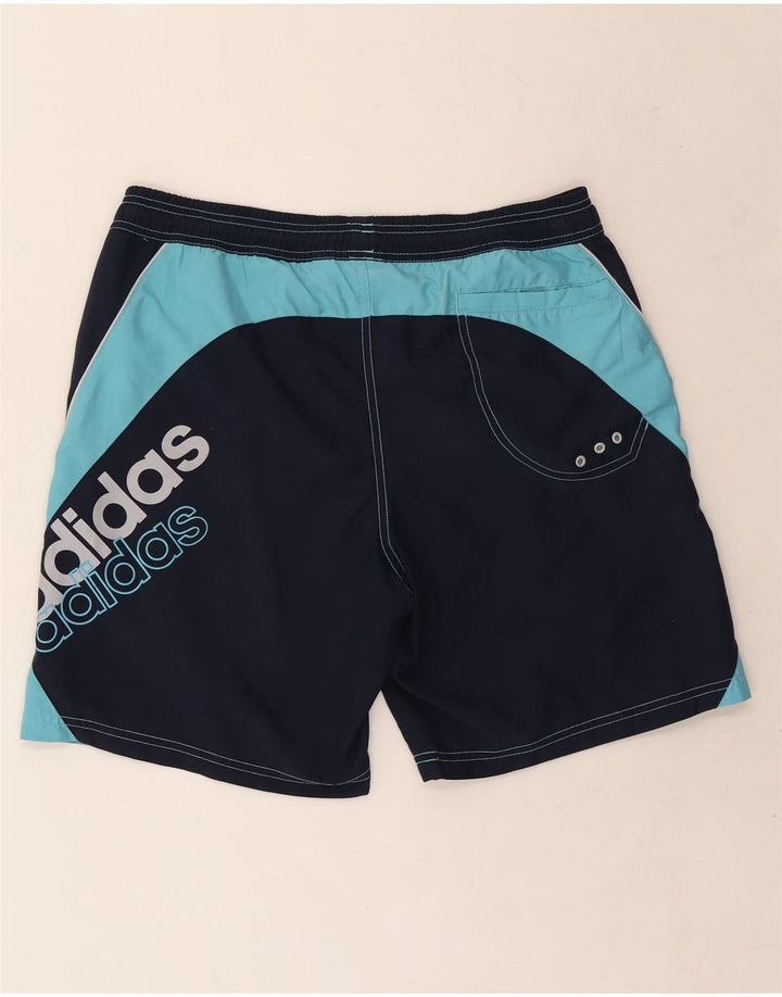 Adidas Herren-Badeshorts mit Grafik, mittelgroß, Marineblau, Farbblock-Polyester