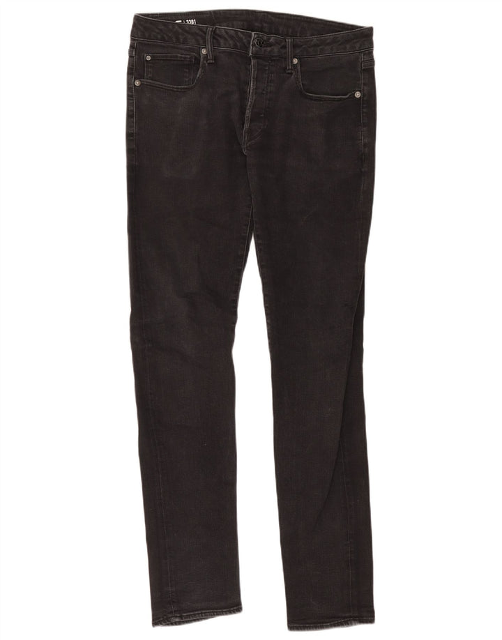 G-Star Herren 3301 Slim Jeans W32 L34 Schwarze Baumwolle