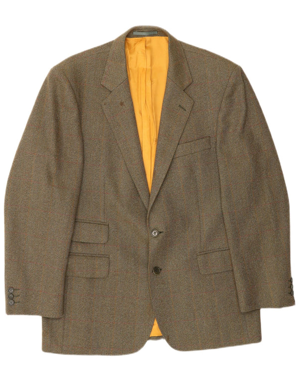 Magee Herren-Blazer mit 2 Knöpfen, UK 42, XL, braun kariert, Wolle