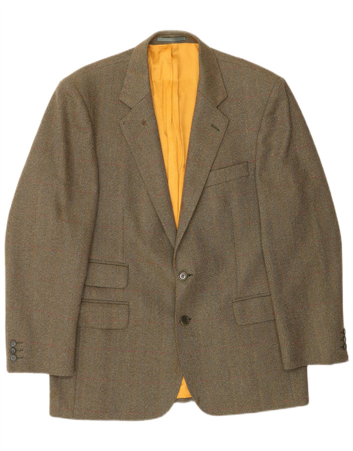 Magee Herren-Blazer mit 2 Knöpfen, UK 42, XL, braun kariert, Wolle
