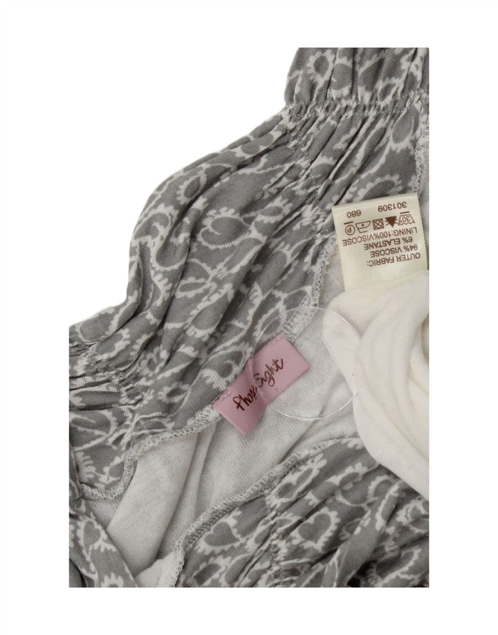 PHASE EIGHT Womens 3/4 Sleeve Blouse Top UK 14 Medium Grey Floral Viscose Vintage Phase Eight and Second-Hand Phase Eight from Messina Hembry 