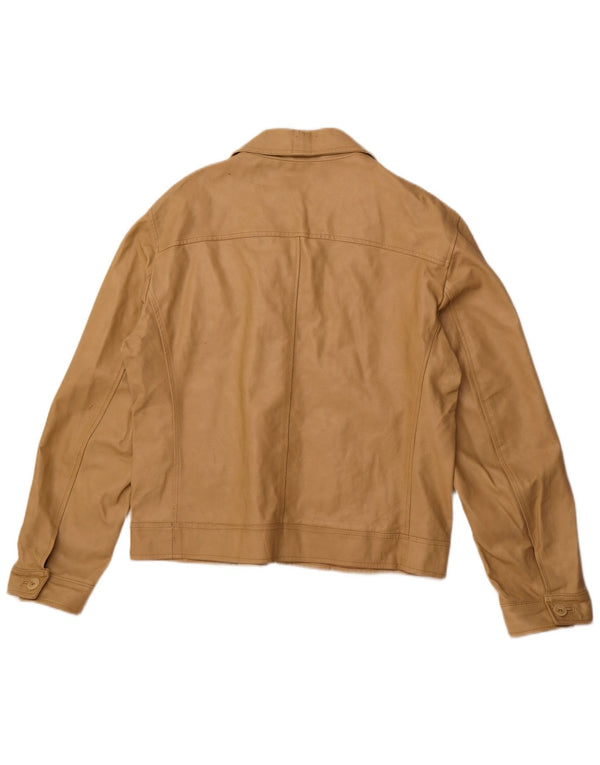 VINTAGE Damen Lederjacke UK 18 XL Beige Leder