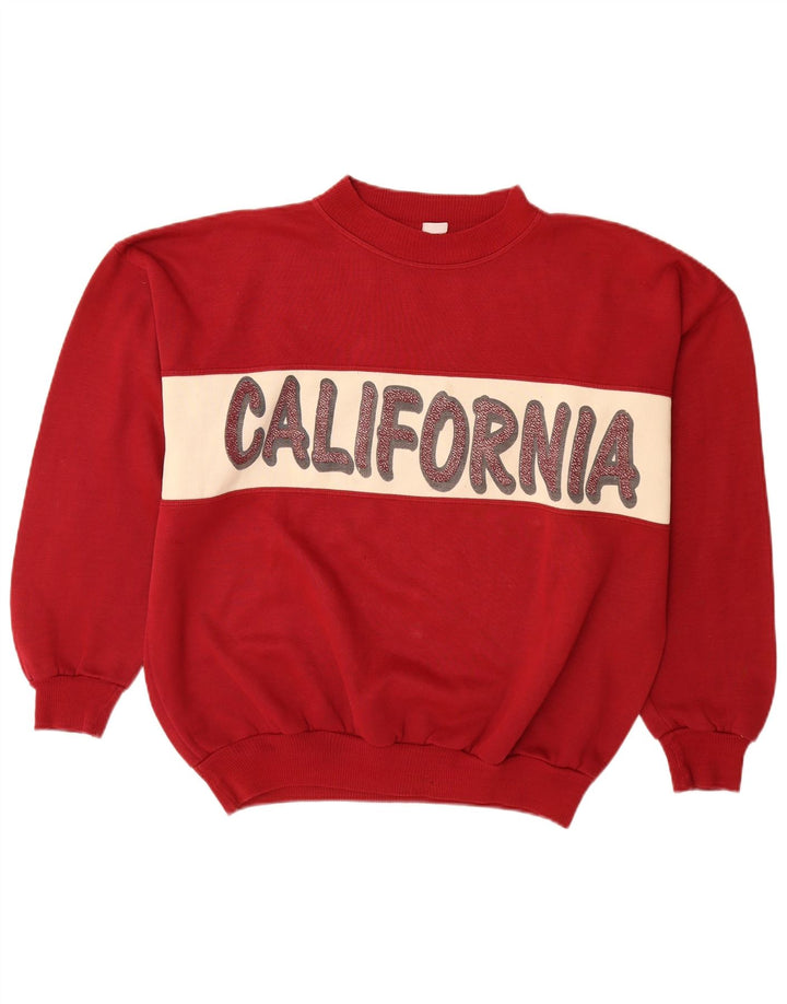 Vintage Herren Grafik Sweatshirt Pullover XL Rot Colourblock