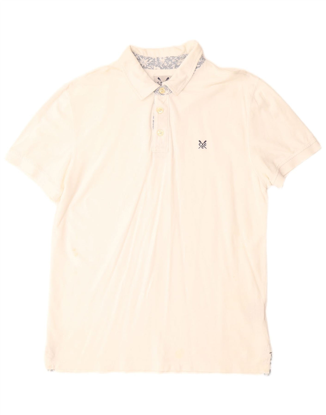 CREW CLOTHING Mens Polo Shirt Large White Cotton