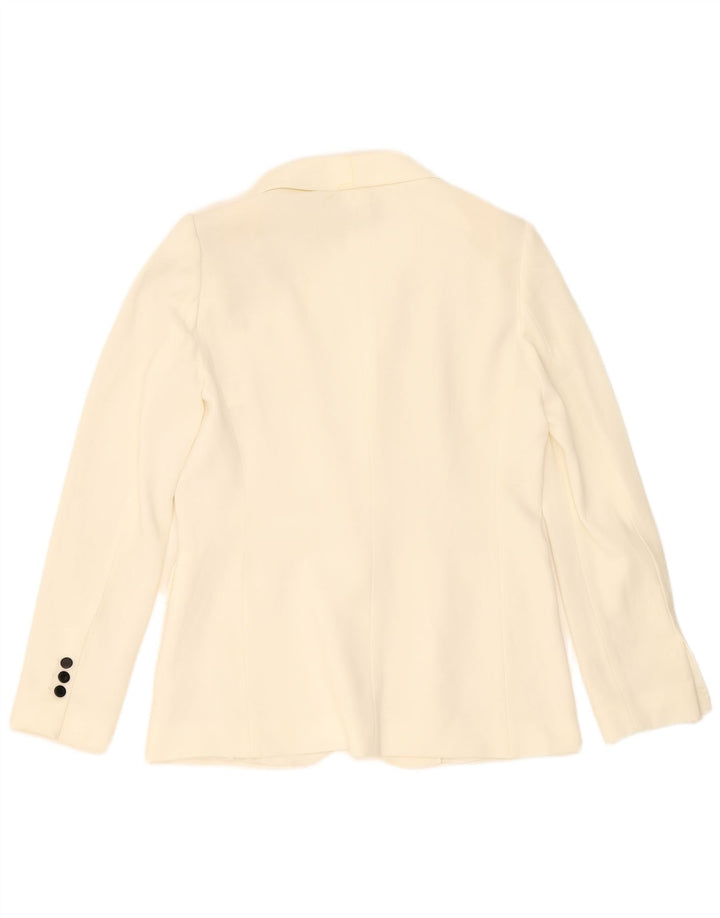 Marella Damen 1-Knopf-Blazer-Jacke, UK 14, groß, weißes Triacetat